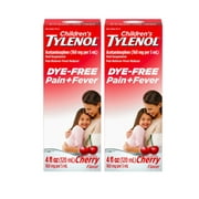Tylenol Children's Pain + Fever Medicine, Dye-Free, Cherry (4 Ounce, 2 Pack)