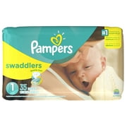 Pampers Swaddlers Soft and Absorbent Newborn Diapers, Size 1, 35 ct