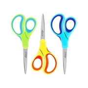 LIVINGO 7 inch Pointed Tip Student Scissors for Kids School, 3 Pack, Yellow, Blue, Green