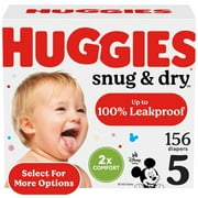 Huggies Snug & Dry Baby Diapers, Size 5 (27+ lbs), 156 Ct (Select for More Options)