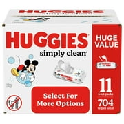 Huggies Simply Clean Unscented Baby Wipes, 11 Pack, 704 Total Ct (Select for More Options)