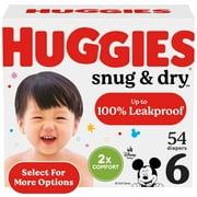 Huggies Snug & Dry Baby Diapers, Size 6 (35+ lbs), 54 Ct (Select for More Options)