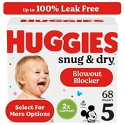 Huggies Snug & Dry Baby Diapers, Size 5 (27+ lbs), 68 Ct (Select for More)