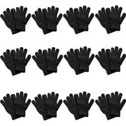 Kids Winter Stretch Children's Boys & Girl's Black Unisex Magic Gloves 6-Pack