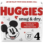 Huggies Size 4 Diapers, Snug & Dry Baby Diapers, Size 4 (22-37 lbs), 27 Count