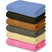 BATH TOWELS 6 PIECES SET TOWELS LARGE SIZE: 27"X54" - 100% COTTON- LIGHT WEIGHT ULTRA ABSORBENT FOR BATHROOM ( MULTI COLOR)