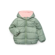 London Fog Girlsâ€™ Puffer Coat with Hood, Sizes 4-16