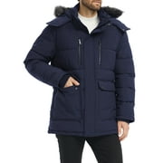 Wantdo Men's Recycled Winter Hooded Coat Hip-Length Quitled Winter Jacket Recycled Winter Puffer Parka Jacket Navy L