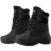 CAMEL Mens Boots Winter Trekking Boots Tie Shoelaces Men's Waterproof Hiking Snow Ski Boots Black