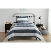 Your Zone 5-Piece Gray Stripe Bed in a Bag, Twin