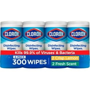 Clorox Disinfecting Wipes (300 Count Value Pack), Bleach Free Cleaning Wipes - 4 Pack - 75 Count Each