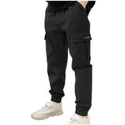 ZOYOEN Boys Cargo Pants- Fashion Straight Leg Elastic Waist Kids Cotton Joggers Size 12