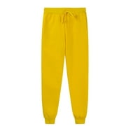 Girls Boys Jogger Sweatpants Adjustable Drawstring Casual Pants with Pockets Boys Solid Pants Yellow Pants for Girls Kids Pants Size 6-7 Years
