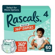 Rascals Premium 360 Absorbent Pull-On Diapers, Size 4, 60 Count