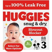 Huggies Snug & Dry Baby Diapers, Size 3 (16-28 lbs), 88 Ct (Select for More)