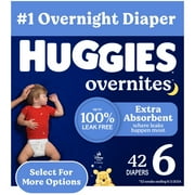 Huggies Overnites Nighttime Baby Diapers, Size 6 (35+ lbs), 42 Ct Select for More)