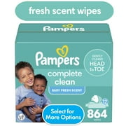 Pampers Complete Clean Baby Fresh Baby Wipes 12-Pack 864 Wipes (Select for More Options)